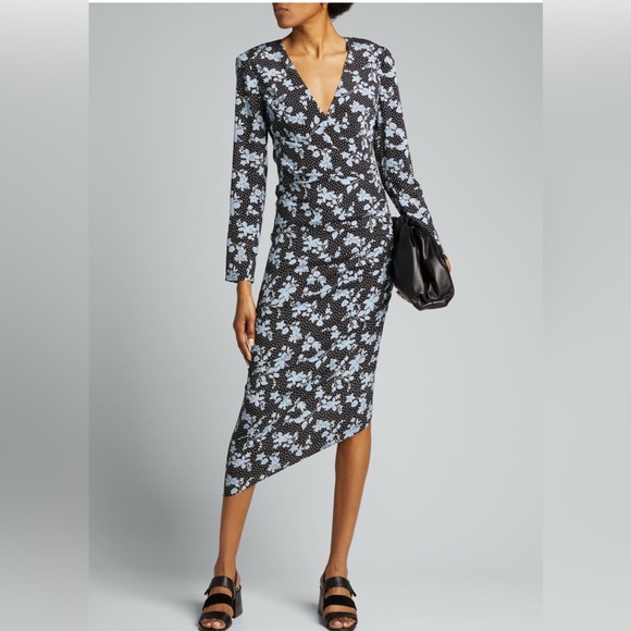 Veronica Beard Dresses & Skirts - LN Veronica Beard Chana Floral asymmetrical dress size 4 Ruched Zipper Long Slv